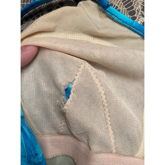 Vintage 80s Swimsuit 1980s Floral Ruched One Piece Pinup Retro Tropical Size XL - Picture 3 of 6